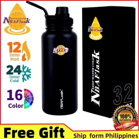 NBAFlask Water Bottle 32oz Tumbler Hot And Cold Wide Mouth Bottle With Lid Stainless Steel