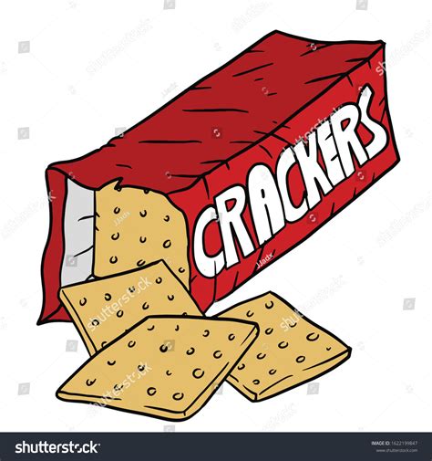 Opened Pack Crackers Hand Drawn Illustration Stock Vector Royalty Free