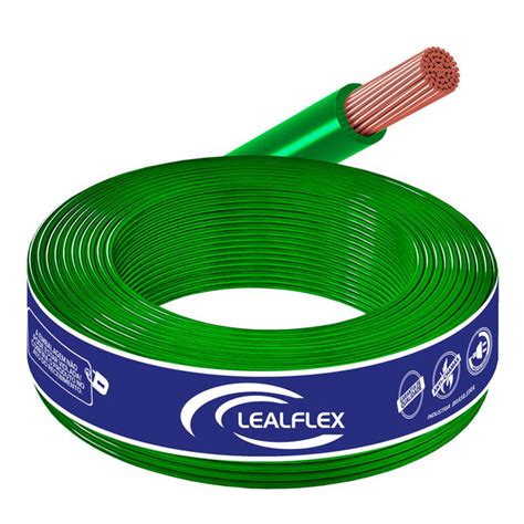 Fio Elétrico 750v Cobre Cabo Flexível 10 0mm 25 M Lealflex Verde