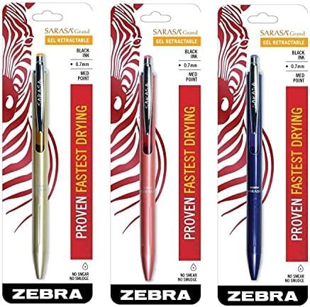 Zebra Sarasa Grand Retractable Gel Ink Pen Gold Barrel Medium Point