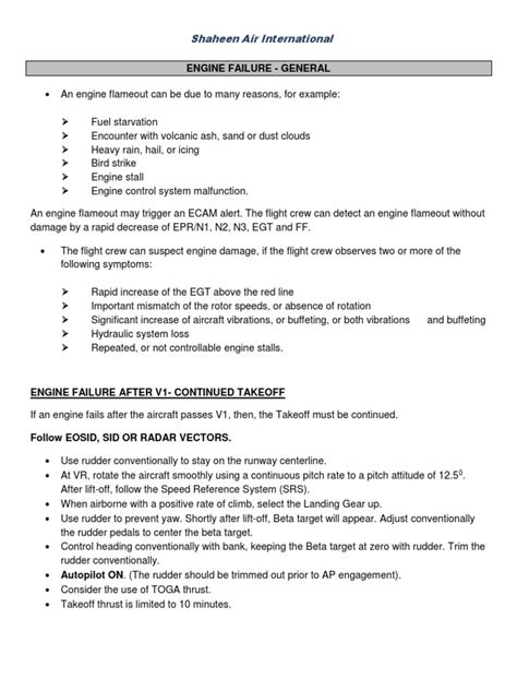 A320: Engine Failure V1-Sim | PDF | Turbine Engine Failure | Takeoff