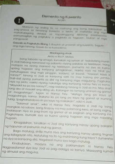 1 Saan Nangyari Ang Kuwento 2 Sino Sino Ang Mga Tauhan Sa Kuwento 3