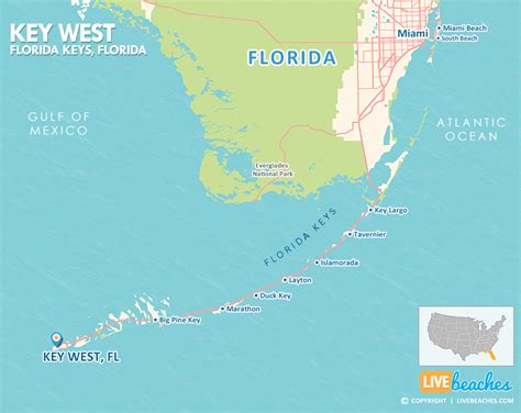 Map of Key West, Florida - Live Beaches