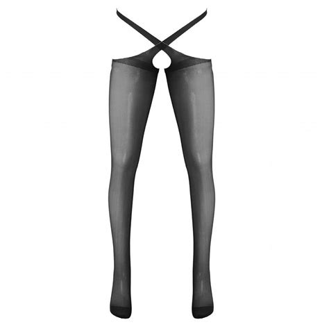 Men Sheer Stockings Lingerie Crossdresser Sissy Crotchless Tights Leggings Porno See Through