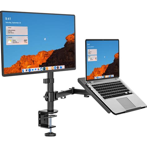 WALI Laptop and Monitor Mount Stand, Single Monitor Desk Mount with Tray for 1 Laptop Notebook ...