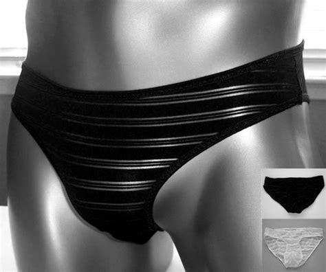 K311 Hot Sexy Men Skimpy Pouch Bikini C Thru Striped Black