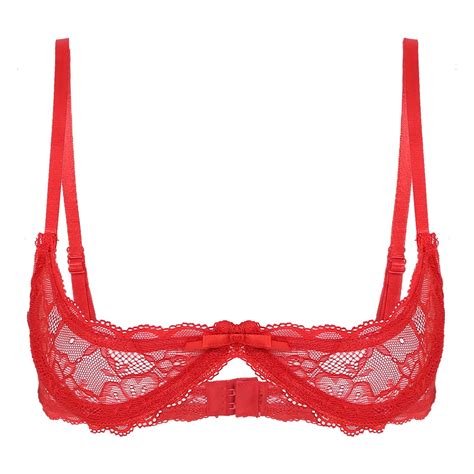 Alvivi Womens Sheer Lace 14 Cup Underwired Shelf Bra Balconette Unlined See Through Bralette