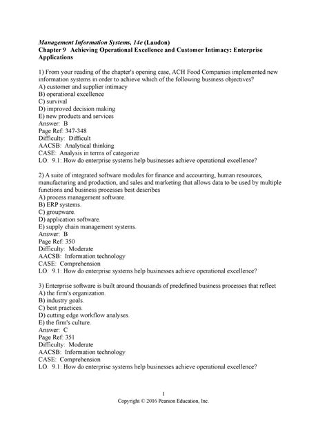 Chapter Test Bank Management Information Systems E Laudon