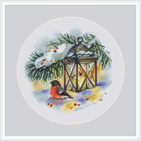 Lantern Cross Stitch Pattern Modern Cross Stitch Bullfinch Etsy