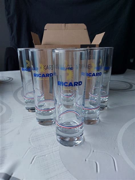 6 Verre Tube Ricard Neuf Verre Ricard Okgo Net