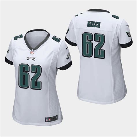 Womens Philadelphia Eagles 62 Jason Kelce White Stitched Jersey