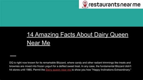 Amazing Facts About Dairy Queen Near Me by restaurantsnearme - Issuu