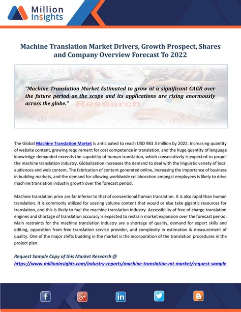 Million Insight Machine Translation Market Drivers Growth Prospect