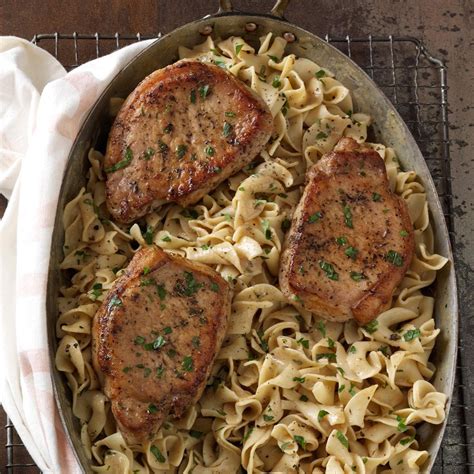 Pork Chops With Creamy Mustard Noodles Recipe Taste Of Home