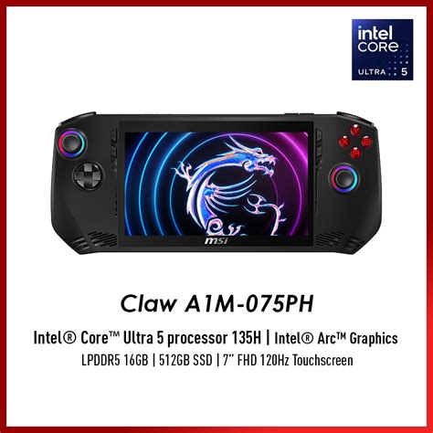 Msi Claw A1m 075ph Gaming Console Core™ Ultra 5 135h Intel Arc