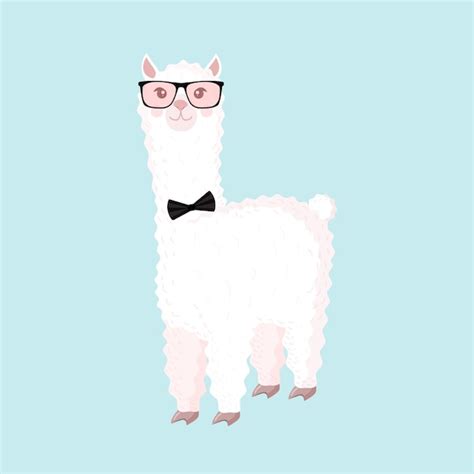 Cool Llama O Alpaca Con Una Pajarita De Hombre Y Gafas En Una