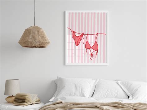 Bikini Clothesline Artwork Printable Coastal Cowgirl Poster Endless Summer Beach Home Decor