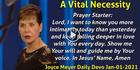 Joyce Meyer January 01 2021 Daily Devotional A Vital Necessity