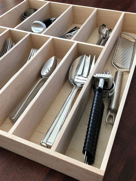 Custom Silverware Drawer Organizer Maple Etsy Silverware Drawer Organizer Kitchen Drawer