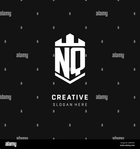 Nq Monogram Logo Initial With Crown And Shield Guard Shape Style Vector