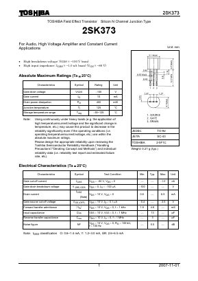 Sk Datasheet Pdf Toshiba Toshiba Field Effect Transistor