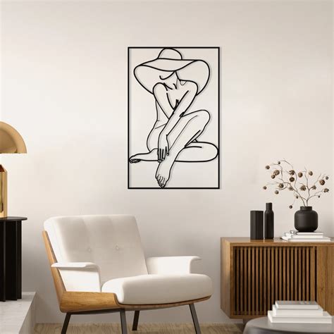 Female Body Metal Wall Art Naked Woman Decor Minimalist Line Art Metal Wall Decor Gold Woman