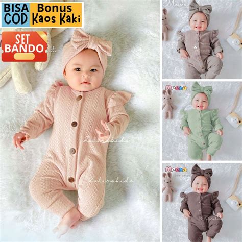 jual baju bayi newborn perempuan set bando umur  bulan  bulan