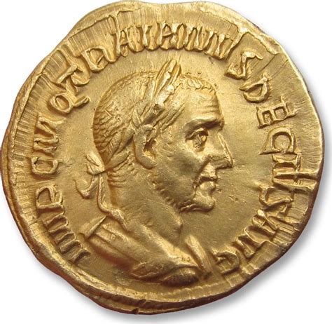 Roman Empire Av Gold Aureus A D Trajan Decius Rome Mint