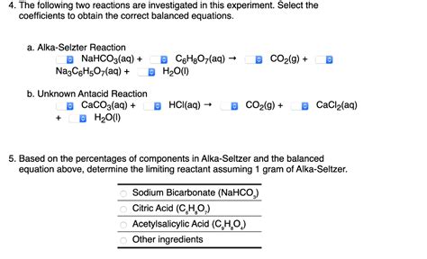 Balanced Chemical Equation For A Reaction Between Sodium Bicarbonate And Hydrochloric Acid