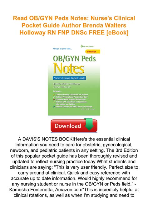 Read Obgyn Peds Notes Nurses Clinical Pocket Guide Author Brenda