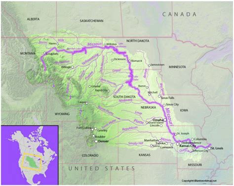 Missouri River Map - Where is the Missouri River on a Map