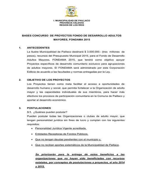 Bases Del Concurso Ilustre Municipalidad De Paillaco