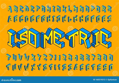 Isometric Alphabet Font Simple D Geometric Letters And Numbers Stock