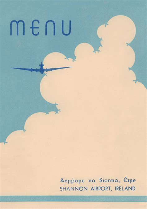 Shannon Airport menu cover (Ireland, 1947) : nostalgia
