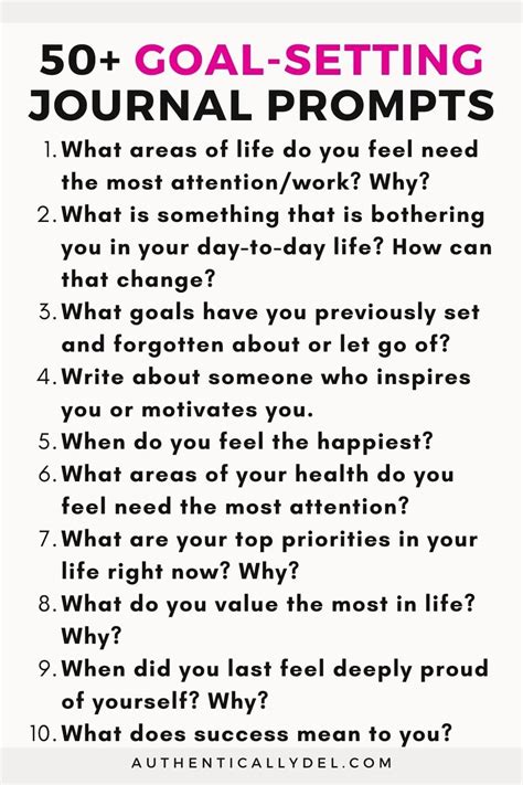 52 Guiding Journal Prompts For Goal Setting Authentically Del