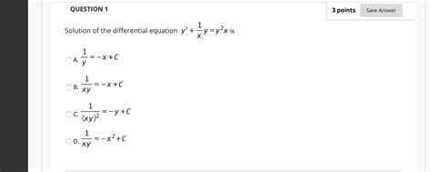 Solved Question 1 3 Points Save Answer Solution Of The