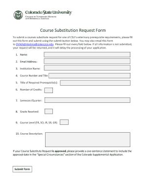 Fillable Online Course Substitution Request Form Colorado State