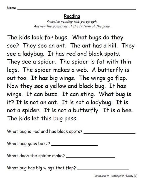 1st Grade Reading Fluency Worksheets