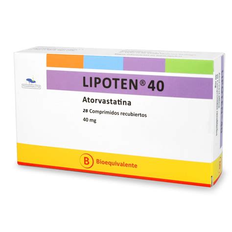 Lipoten Atorvastatina 40 Mg 28 Comprimidos Recubiertos Cruz Verde