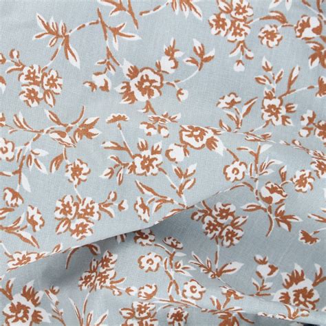 Tissu Coton Cretonne Enduit Poppy Small Flowers Gris MPM