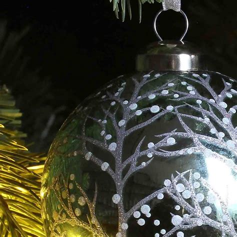 Green Forest Glass Christmas Bauble Decoration Homebase