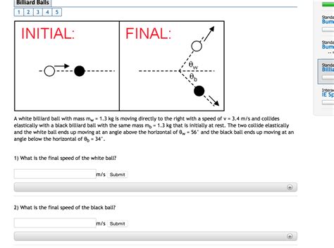 Solved A White Billiard Ball With Mass Mw Kg Is Moving Chegg