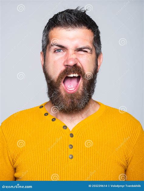 Happy Bearded Man Human Emotions Closeup Portrait Of Smiling Man