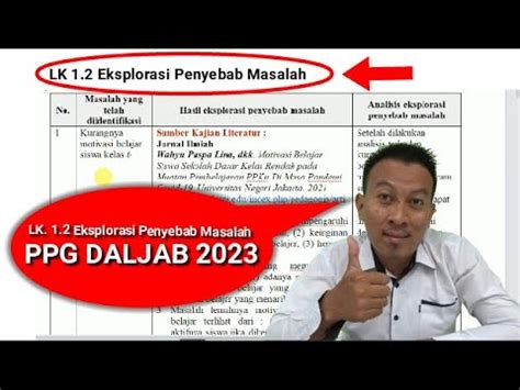 LK 1 2 Eksplorasi Penyebab Masalah PPG Dalam Jabatan Tahun 2023 YouTube