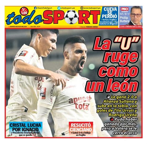 Portada Impresa Diario Todo Sports 04072023 Todo Sport