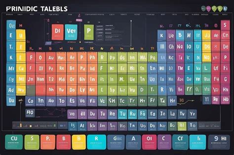 Tabla periódica interactiva en una ilustración vectorial de pantalla