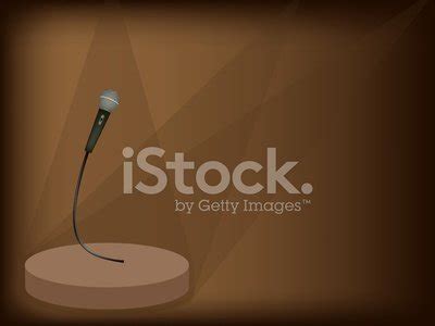 Modern Microphone On Brown Stage Background Stock Clipart | Royalty ...