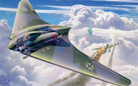 WW2 German Luftwaffe Late War Jet Fighter Horten Ho 229 Flying Wing