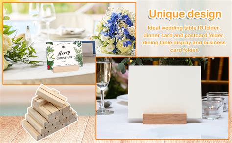 Sixfolo Pcs Wooden Place Card Holder Wood Table Number Stands Photo