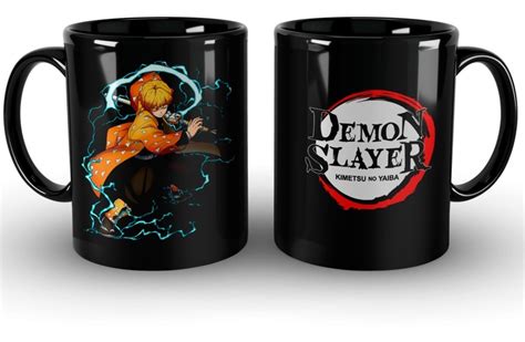 Caneca Preta Zenitsu Demon Slayer 325ml De Porcelana Parcelamento Sem